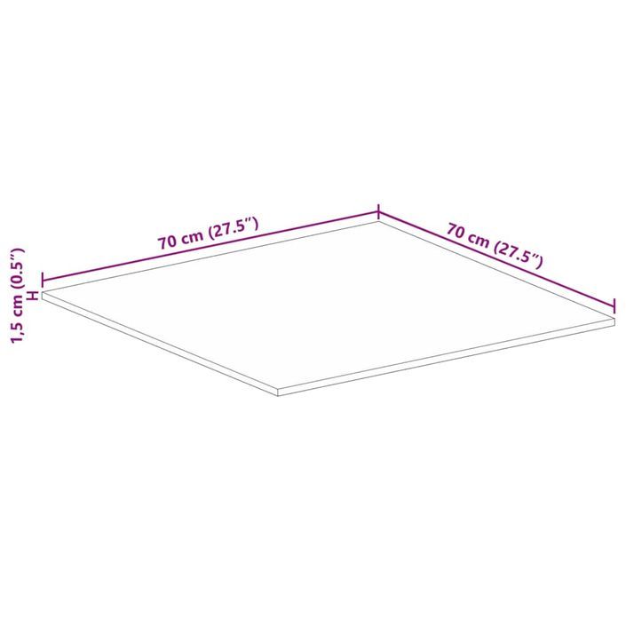 Dessus de table 70x70x1,5 cm carré bois massif de manguier brut - Photo n°9