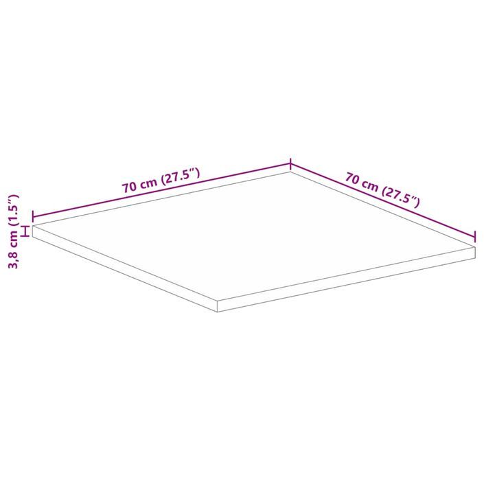 Dessus de table 70x70x3,8 cm carré bois massif de manguier brut - Photo n°9