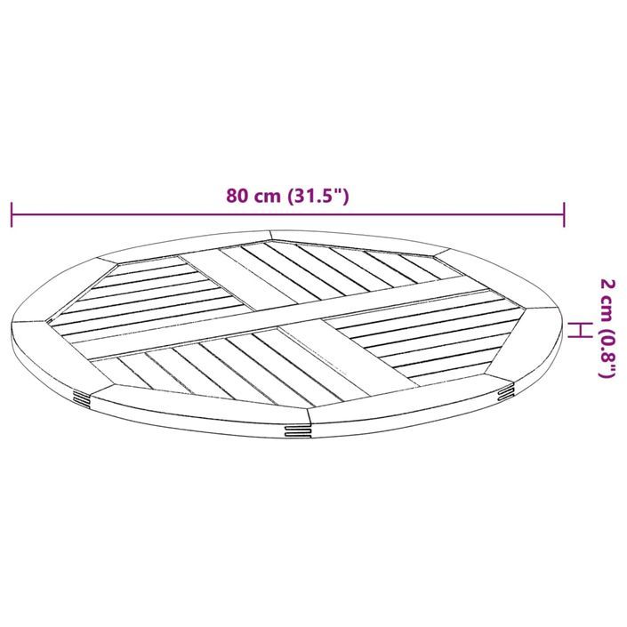 Dessus de table Ø80x2,2 cm rond bois massif d'acacia - Photo n°8