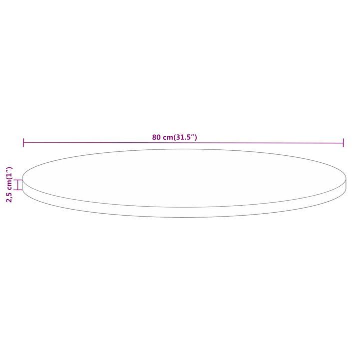 Dessus de table Ø 80x2,5 cm rond bois de manguier massif - Photo n°8