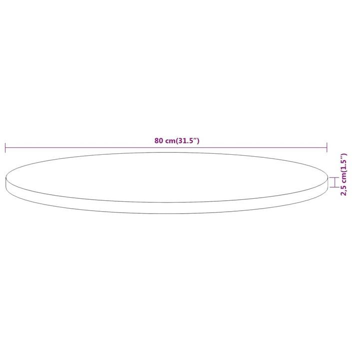 Dessus de table Ø80x2,5 cm rond bois massif d'acacia - Photo n°8