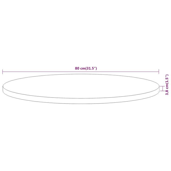 Dessus de table Ø80x3,8 cm rond bois massif d'acacia - Photo n°8