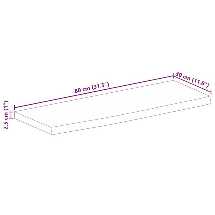 Dessus de table 80x30x2,5 cm bord vivant bois massif manguier - Photo n°9