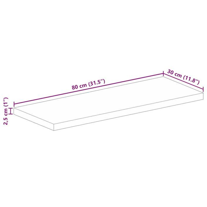 Dessus de table 80x30x2,5 cm rectangulaire bois massif manguier - Photo n°9