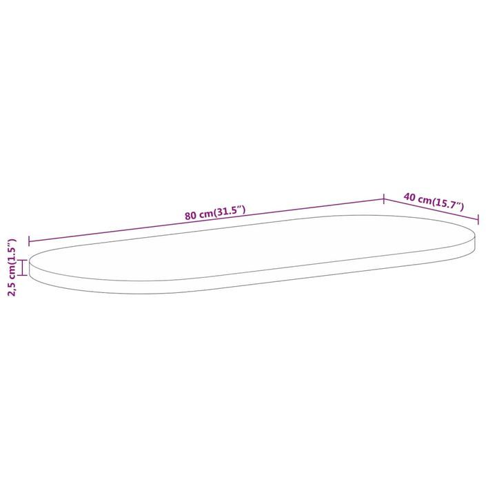 Dessus de table 80x40x2,5 cm ovale bois massif de manguier - Photo n°8