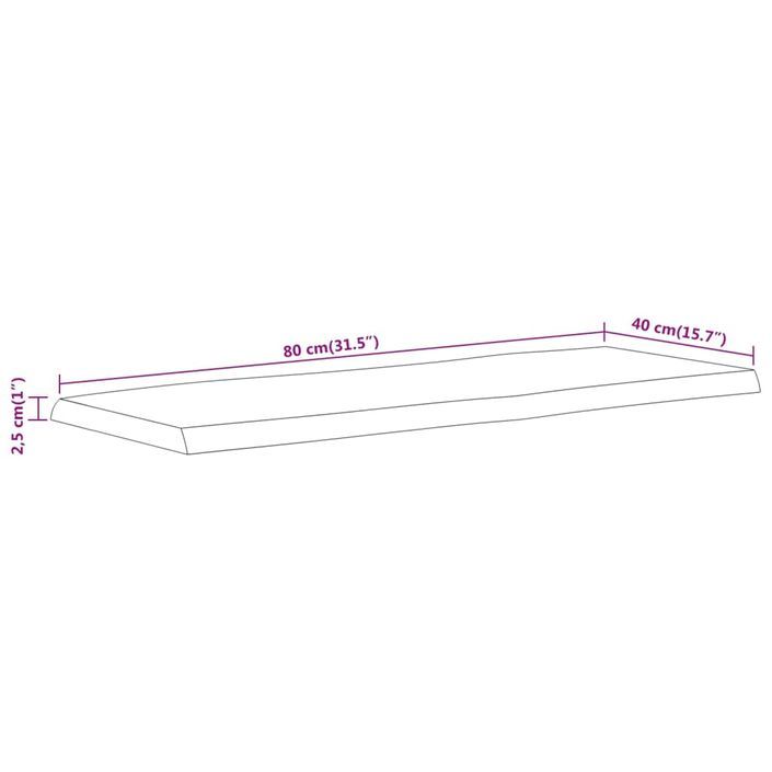 Dessus de table 80x40x2,5 cm rectangulaire bois massif acacia - Photo n°9