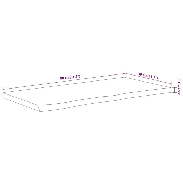 Dessus de table 80x40x2,5 cm rectangulaire bois massif acacia - Photo n°8