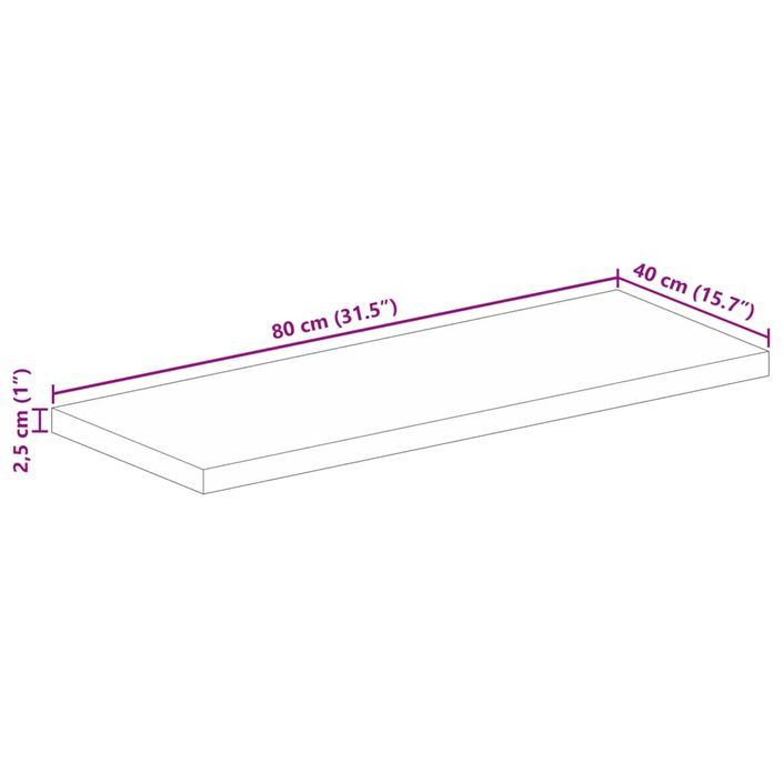 Dessus de table 80x40x2,5 cm rectangulaire bois massif récupéré - Photo n°9