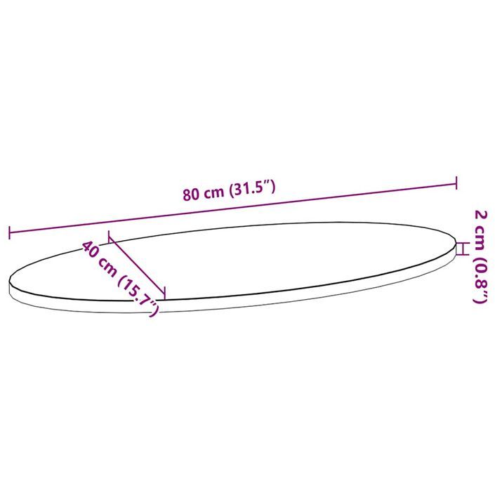 Dessus de table 80x40x2 cm bois de chêne massif ovale - Photo n°10