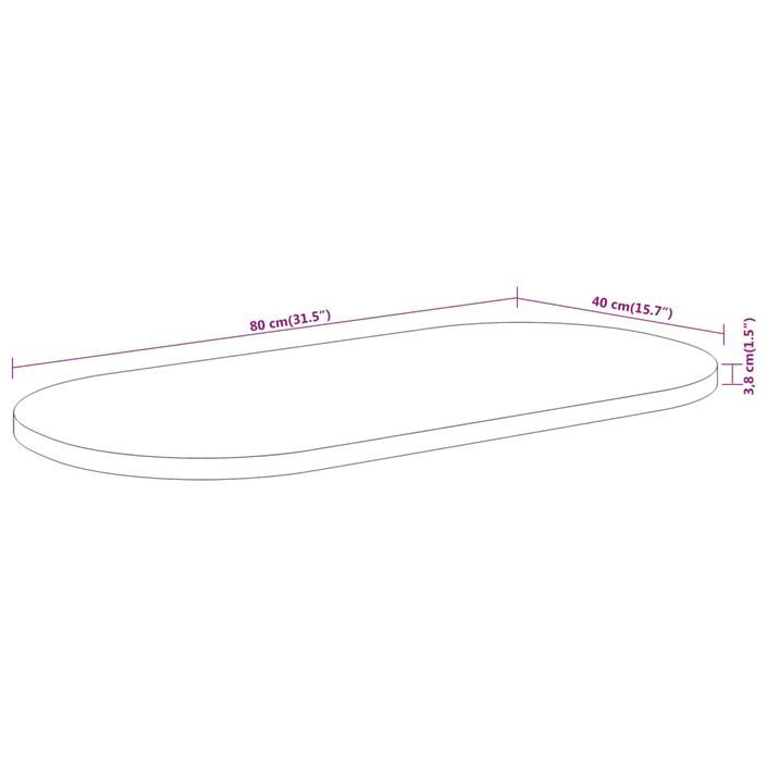 Dessus de table 80x40x3,8 cm ovale bois massif d'acacia - Photo n°8