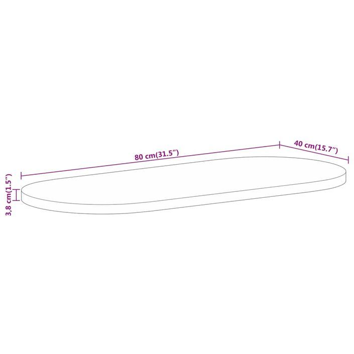 Dessus de table 80x40x3,8 cm ovale bois massif de manguier - Photo n°8