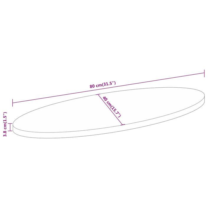 Dessus de table 80x40x3,8 cm ovale bois massif de manguier - Photo n°8