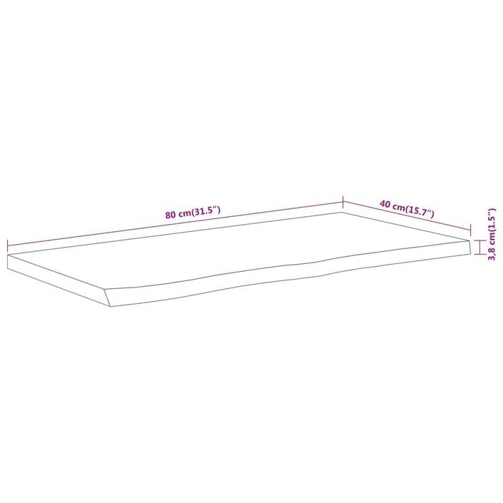 Dessus de table 80x40x3,8 cm rectangulaire bois massif acacia - Photo n°8