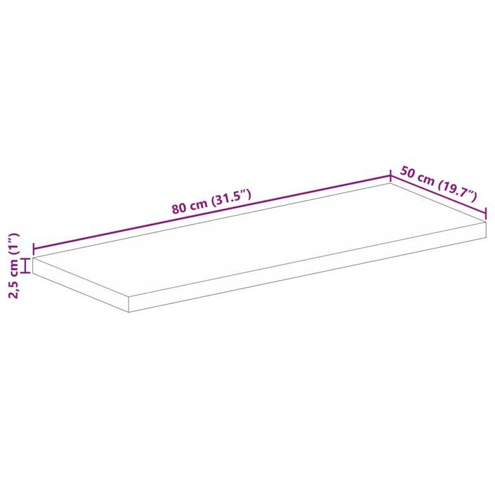 Dessus de table 80x50x2,5 cm rectangulaire bois massif récupéré - Photo n°9