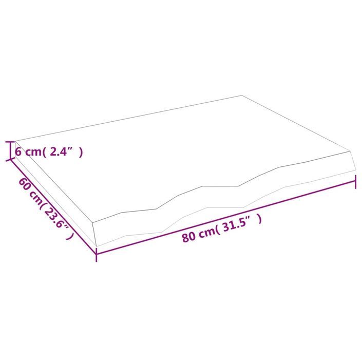 Dessus de table 80x60x(2-6) cm bois de chêne massif non traité - Photo n°8