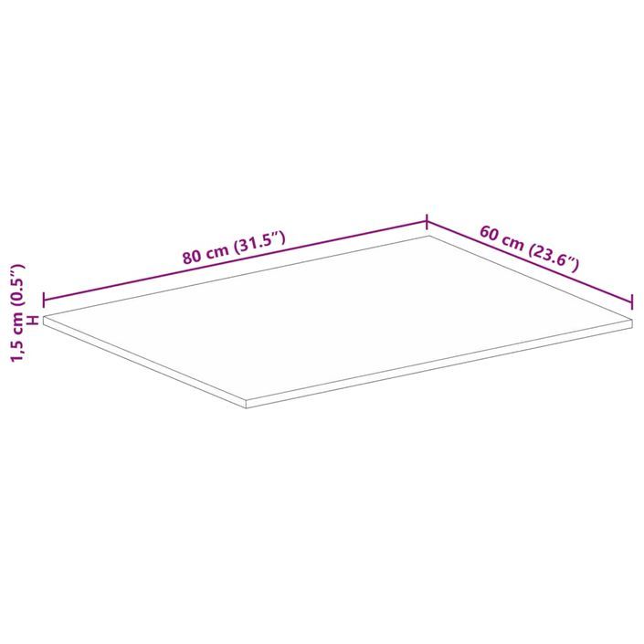 Dessus de table 80x60x1,5 cm rectangulaire bois massif récupéré - Photo n°9