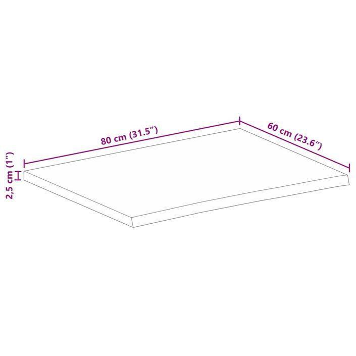 Dessus de table 80x60x2,5 cm bord vivant bois massif manguier - Photo n°9