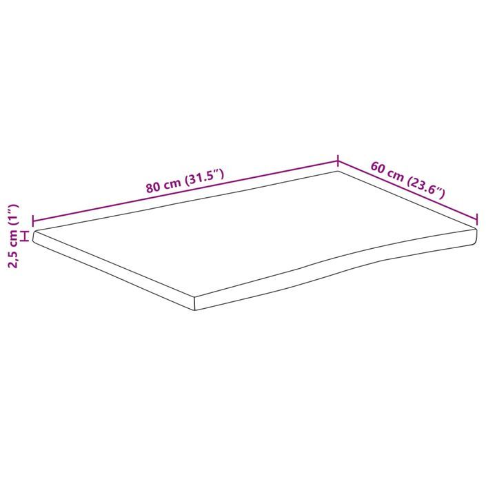 Dessus de table 80x60x2,5 cm bord vivant bois massif manguier - Photo n°9