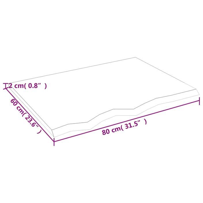 Dessus de table 80x60x2 cm bois de chêne massif non traité - Photo n°6