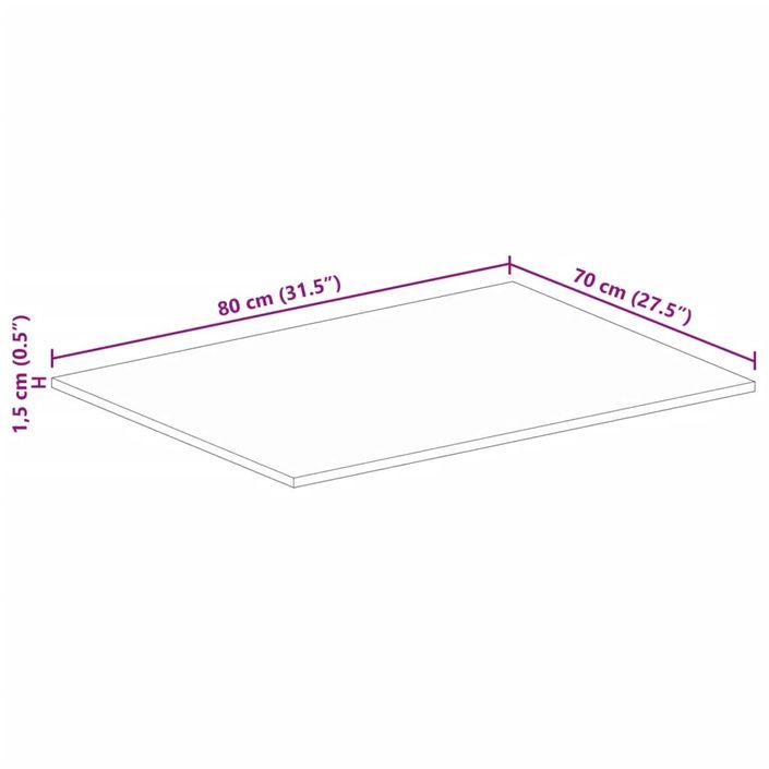 Dessus de table 80x70x1,5 cm rectangulaire bois massif récupéré - Photo n°9