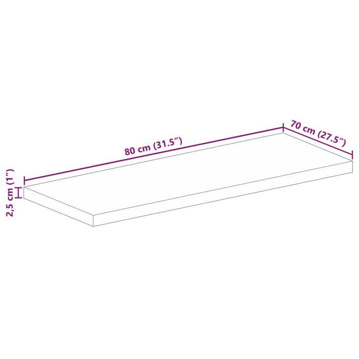 Dessus de table 80x70x2,5 cm rectangulaire bois massif d'acacia - Photo n°9