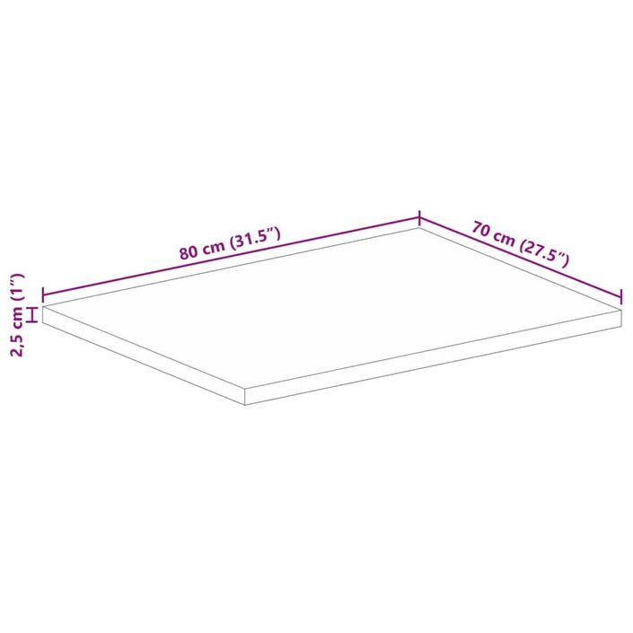 Dessus de table 80x70x2,5 cm rectangulaire bois massif récupéré - Photo n°9