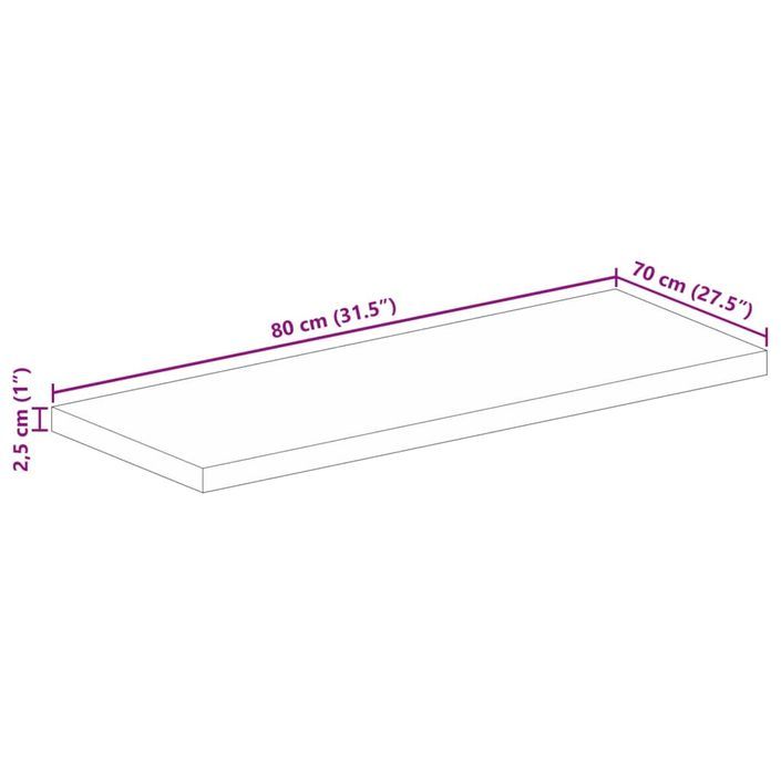 Dessus de table 80x70x2,5 cm rectangulaire bois massif récupéré - Photo n°9