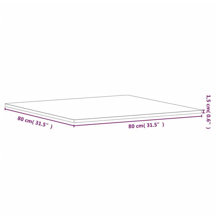 Dessus de table 80x80x1,5 cm carré bois massif de hêtre - Photo n°7