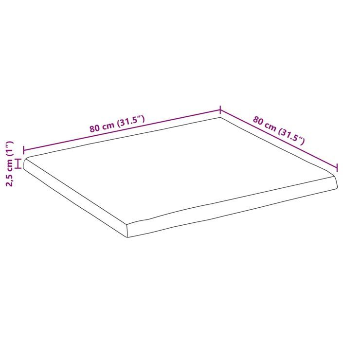 Dessus de table 80x80x2,5 cm bord vivant bois massif manguier - Photo n°9