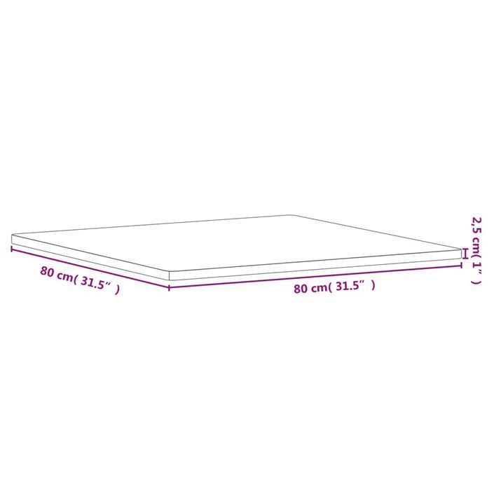 Dessus de table 80x80x2,5 cm carré bois massif de hêtre - Photo n°7