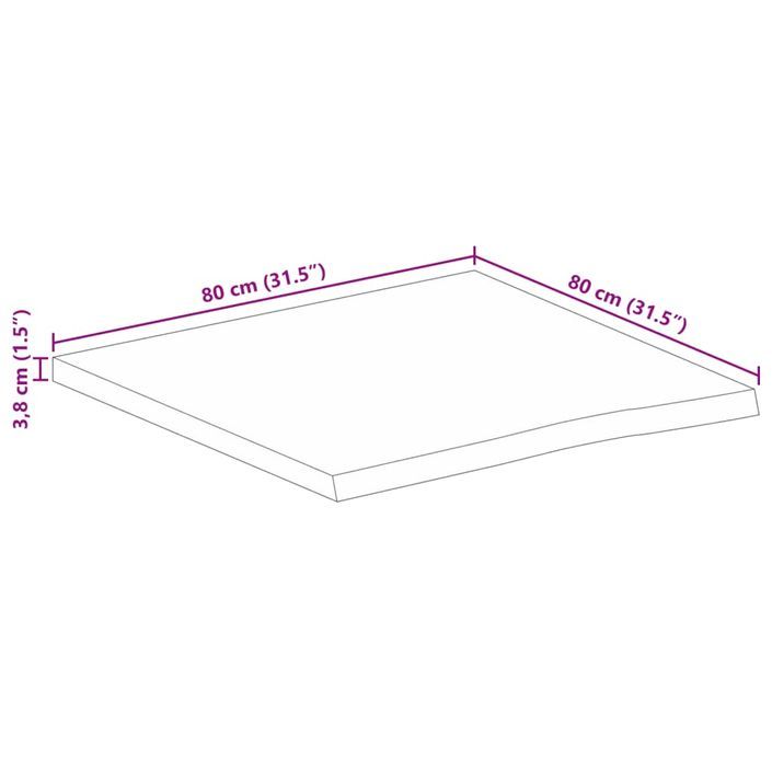 Dessus de table 80x80x3,8 cm bord vif bois massif manguier brut - Photo n°9