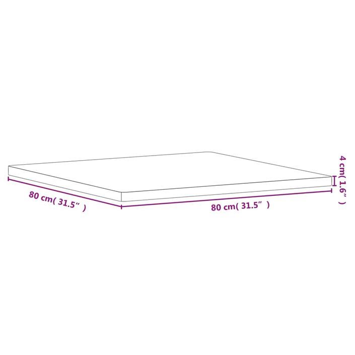 Dessus de table 80x80x4 cm carré bois massif de hêtre - Photo n°7