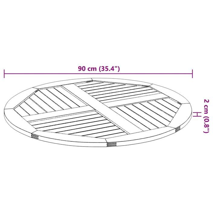 Dessus de table Ø90x2,2 cm rond bois massif d'acacia - Photo n°8