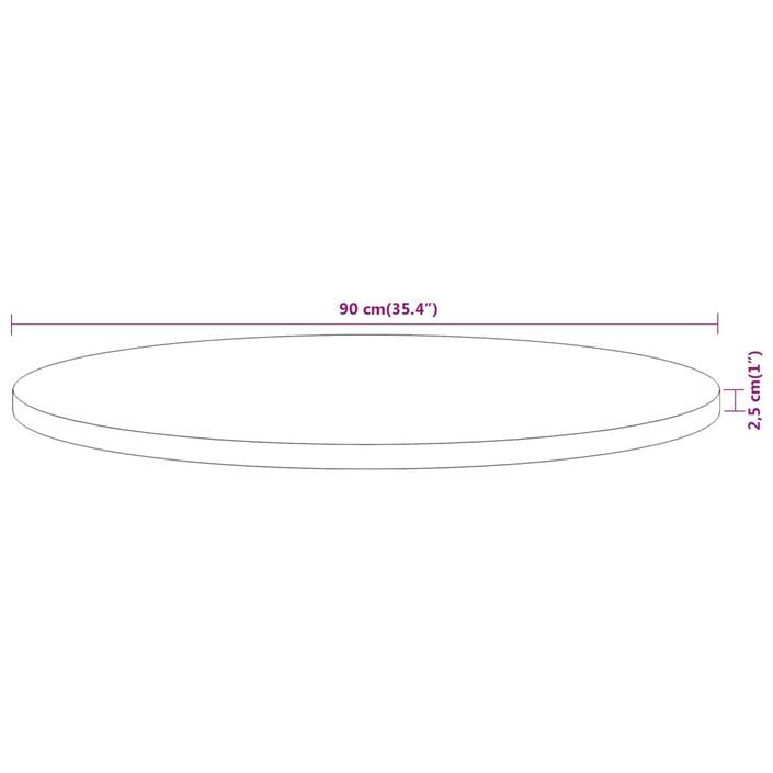 Dessus de table Ø90x2,5 cm rond bois massif d'acacia - Photo n°8