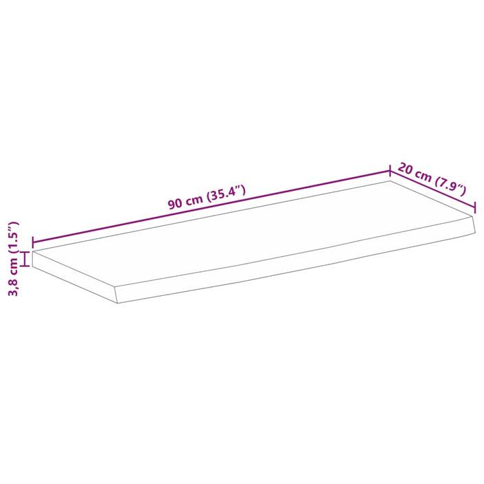 Dessus de table 90x20x3,8 cm bord vivant bois massif manguier - Photo n°9