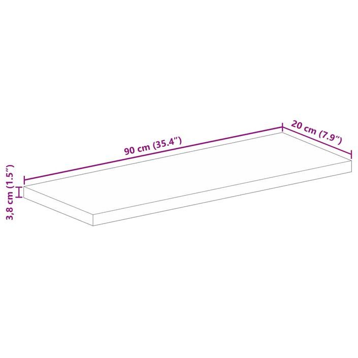 Dessus de table 90x20x3,8 cm rectangulaire bois massif récupéré - Photo n°9