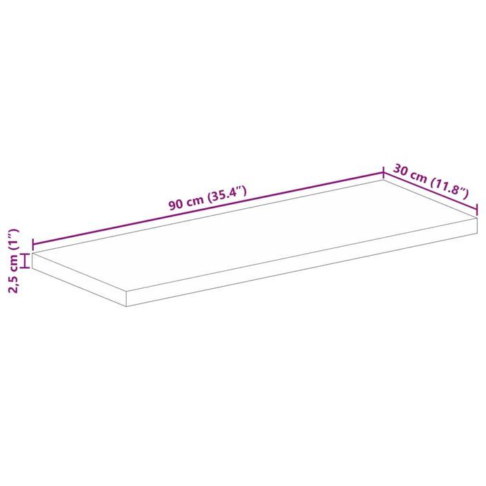 Dessus de table 90x30x2,5 cm rectangulaire bois massif récupéré - Photo n°9