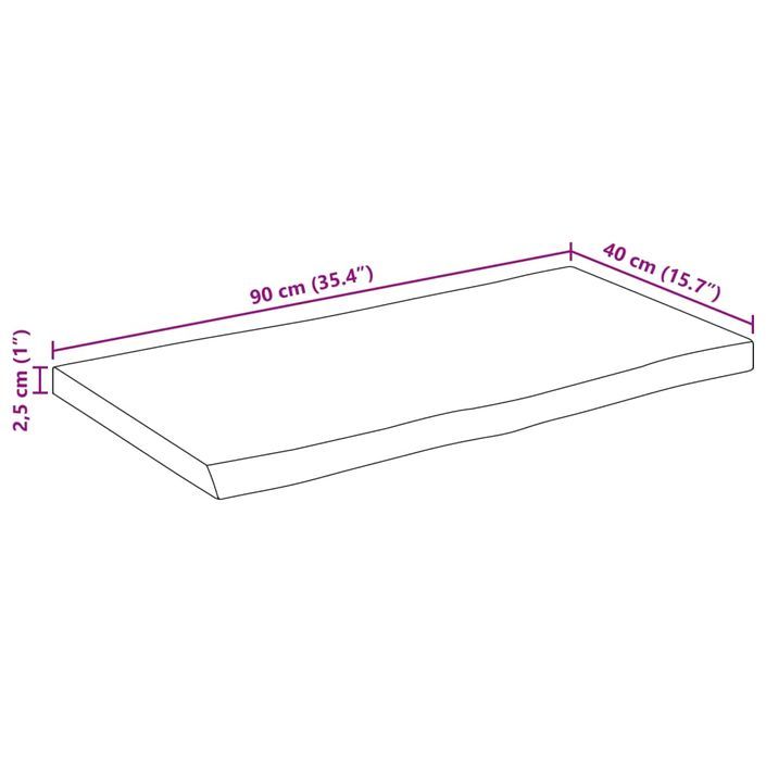 Dessus de table 90x40x2,5 cm bord vivant bois massif manguier - Photo n°9