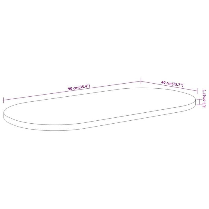 Dessus de table 90x40x2,5 cm ovale bois massif d'acacia - Photo n°9