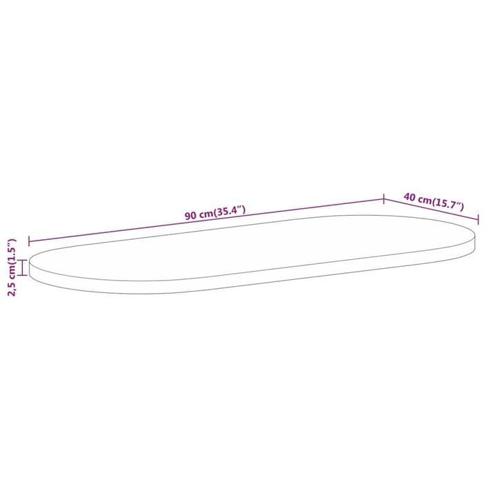 Dessus de table 90x40x2,5 cm ovale bois massif de manguier brut - Photo n°8