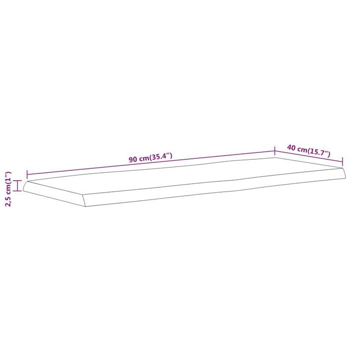 Dessus de table 90x40x2,5 cm rectangulaire bois massif acacia - Photo n°9