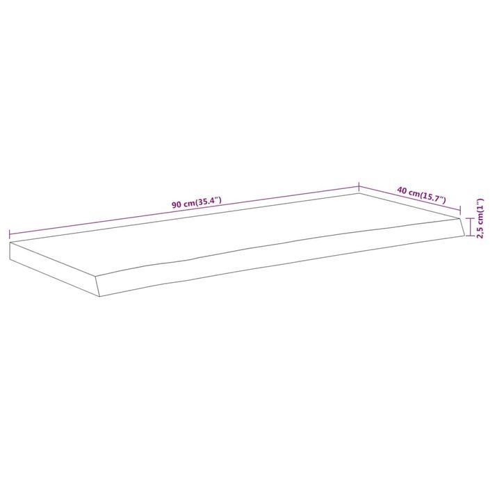 Dessus de table 90x40x2,5 cm rectangulaire bois massif acacia - Photo n°8