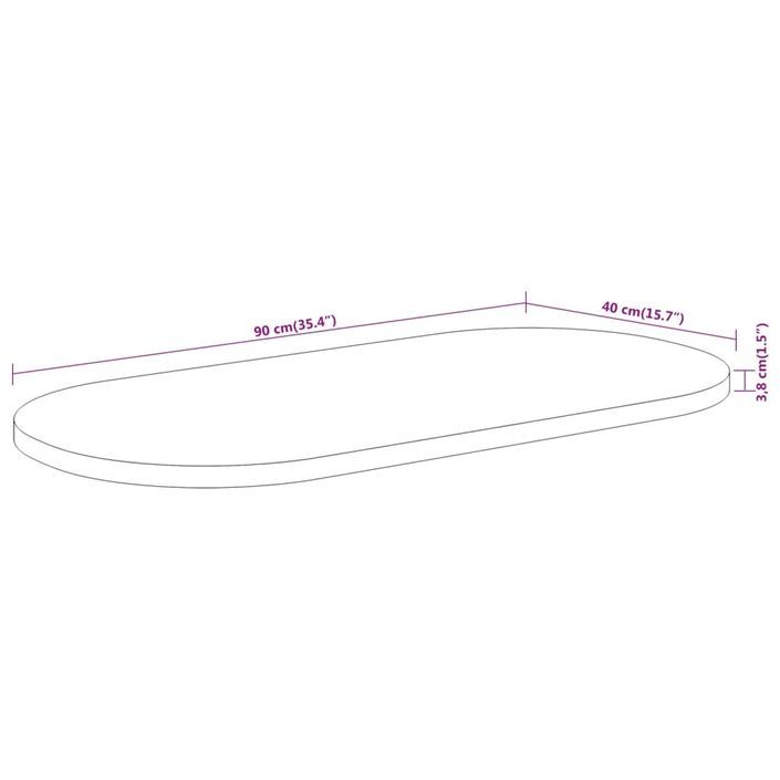 Dessus de table 90x40x3,8 cm ovale bois massif d'acacia - Photo n°8