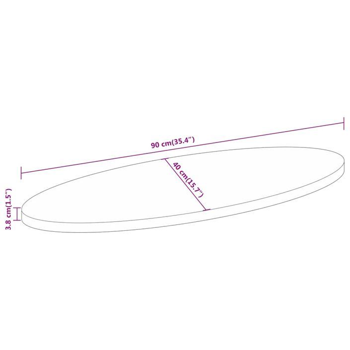 Dessus de table 90x40x3,8 cm ovale bois massif de manguier - Photo n°8