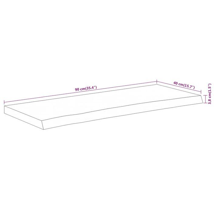 Dessus de table 90x40x3,8 cm rectangulaire bois massif acacia - Photo n°8