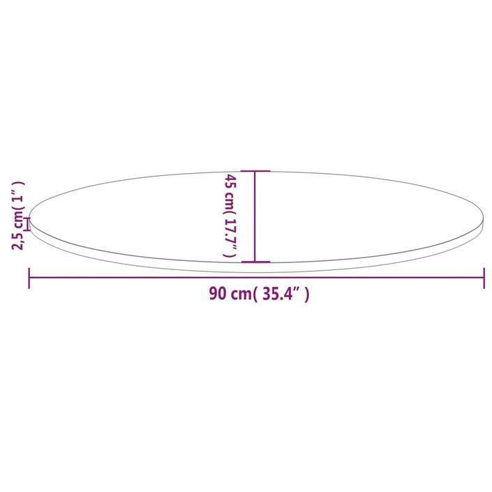 Dessus de table 90x45x2,5 cm bois de pin massif ovale - Photo n°7