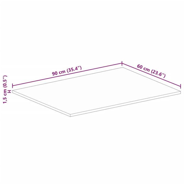 Dessus de table 90x60x1,5 cm rectangulaire bois massif récupéré - Photo n°9