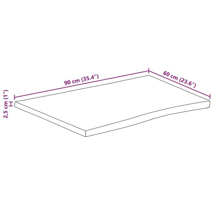 Dessus de table 90x60x2,5 cm bord vivant bois massif manguier - Photo n°9