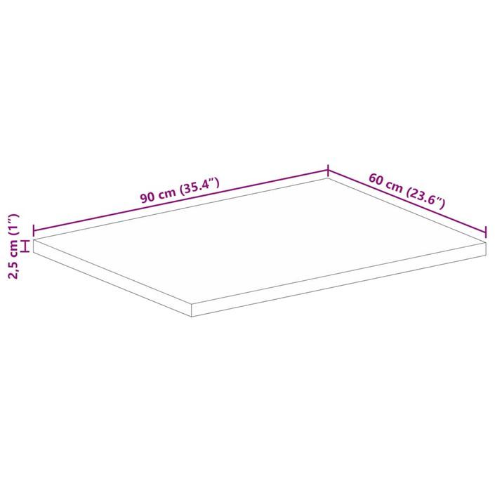 Dessus de table 90x60x2,5 cm rectangulaire bois massif récupéré - Photo n°9