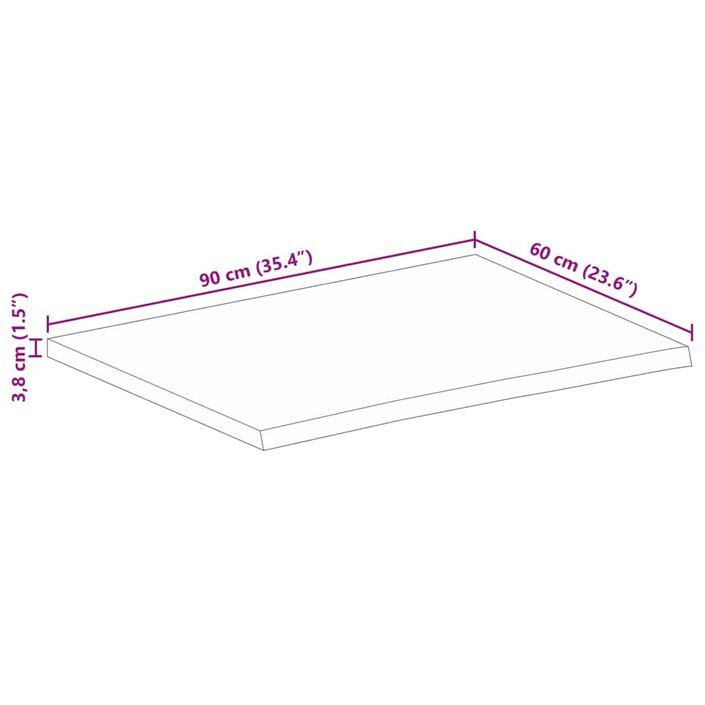 Dessus de table 90x60x3,8 cm bord vivant bois massif manguier - Photo n°9